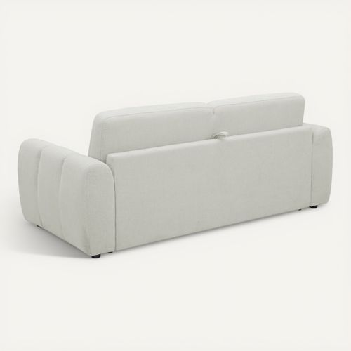 Canapé fixe convertible express 3 places LEO tissu beige - matelas 12 cm vue de derrière