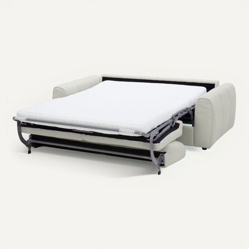 Canapé fixe convertible express 3 places LEO tissu beige - matelas 12 cm