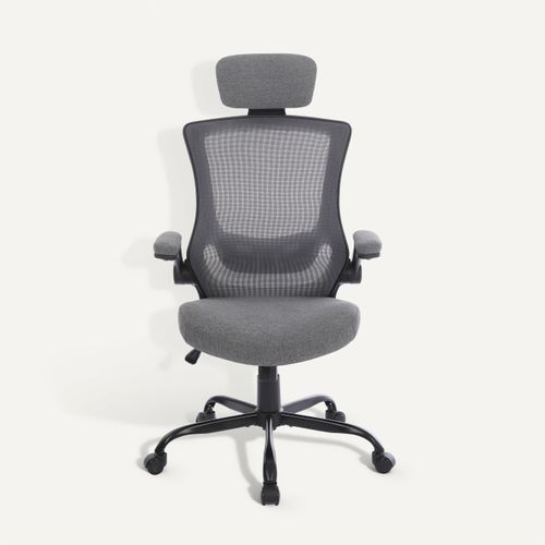 Fauteuil de bureau ergonomique gamer MERLON tissu gris vue de face