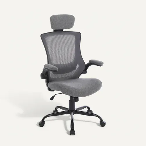 Fauteuil de bureau ergonomique gamer MERLON tissu gris vue 3/4