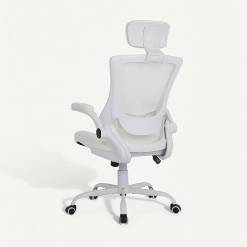 Fauteuil de bureau ergonomique gamer MERLON tissu blanc vue de derrière