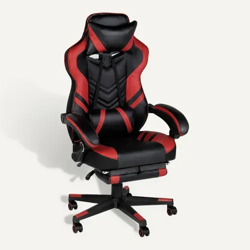 Fauteuil de bureau gamer RELOAD noir et rouge vue 3/4