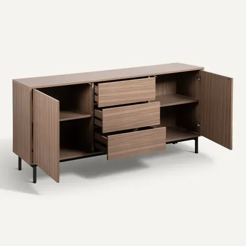 Buffet 2 portes 3 tiroirs L. 180 cm VICTOR imitation noyer