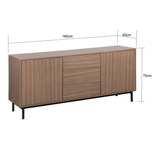 Buffet 2 portes 3 tiroirs L. 180 cm VICTOR imitation noyer