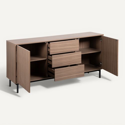 Buffet 2 portes 3 tiroirs L. 160 cm VICTOR imitation noyer