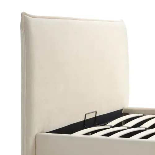 Lit coffre 160x200 cm CELINE tissu velours beige vue accessoires