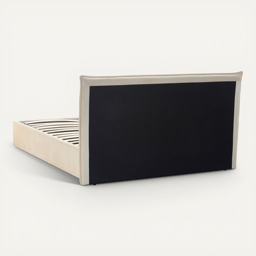 Lit coffre 140x190 cm CELINE tissu velours beige vue de derrière