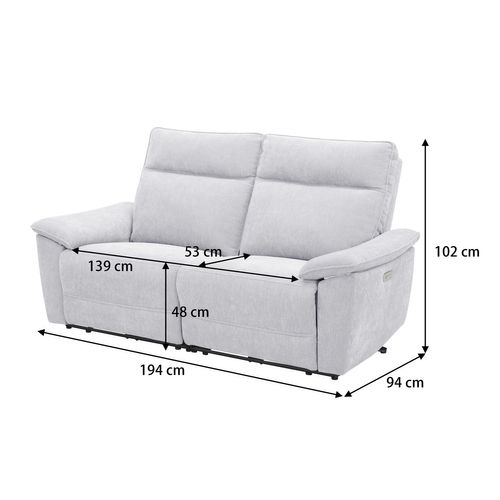 Canapé 3 places 2 relax PLYMOUTH III tissu gris