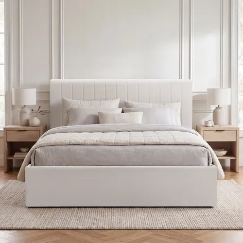 Lit coffre 140x190 cm SKY beige vue d'ambiance 1