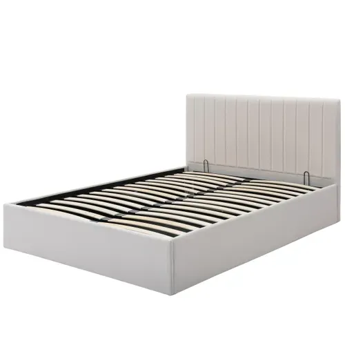 Lit coffre 140x190 cm SKY beige vue de profil