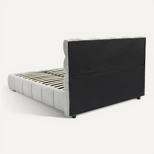 Lit coffre 140x190 cm NUAGE effet bubble tissu bouclette vue de derrière