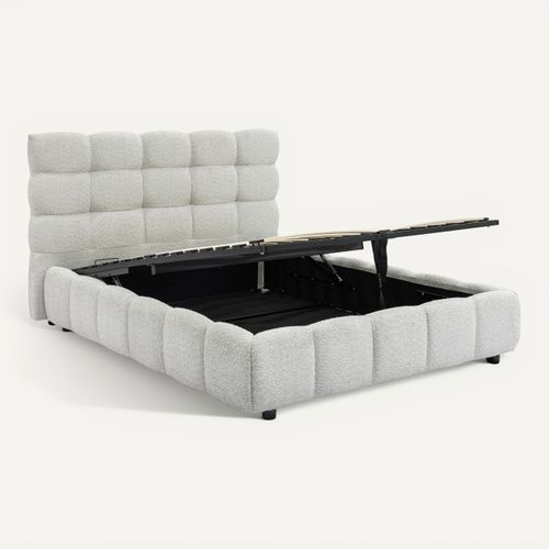 Lit coffre 140x190 cm NUAGE effet bubble tissu bouclette