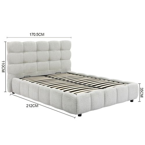 Lit coffre 140x190 cm NUAGE effet bubble tissu bouclette