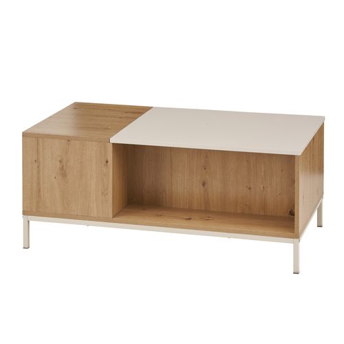 Table basse relevable ENORA Imitation chêne vue de profil