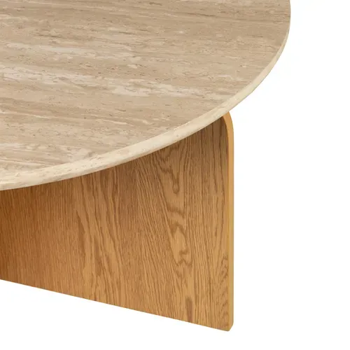 Table basse AZILYS Imitation chêne et travertin vue détaillée