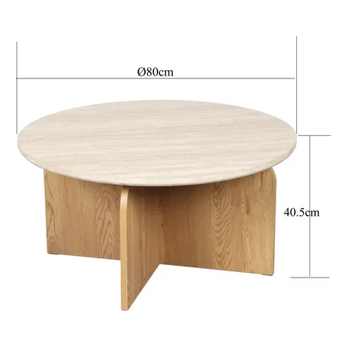 Table basse AZILYS Imitation chêne et travertin