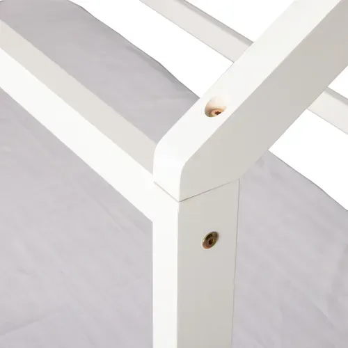 Lit cabane 90x190 cm en pin massif avec sommier RUBY blanc vue détaillée