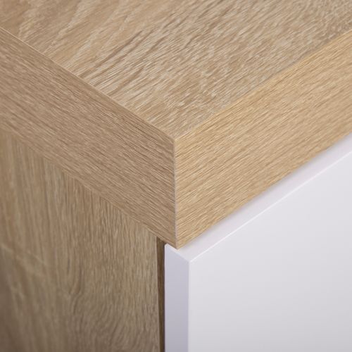 Buffet LED 140cm imitation CALIXTE chêne et blanc brillant vue détaillée
