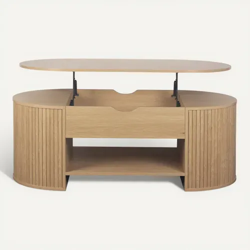 Table basse avec plateau relevable MISTI imitation chêne