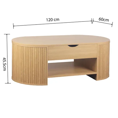 Table basse avec plateau relevable MISTI imitation chêne