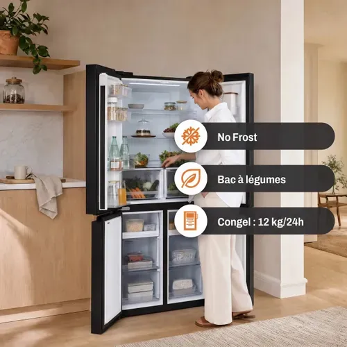 Réfrigérateur multi-portes SIGNATURE SFDOOR474DB 474L Noir