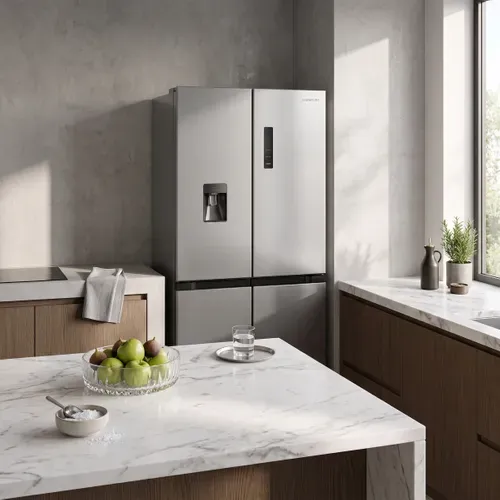 Réfrigérateur multi-portes SIGNATURE SFDOOR470AQUADX 470L Inox vue d'ambiance 1