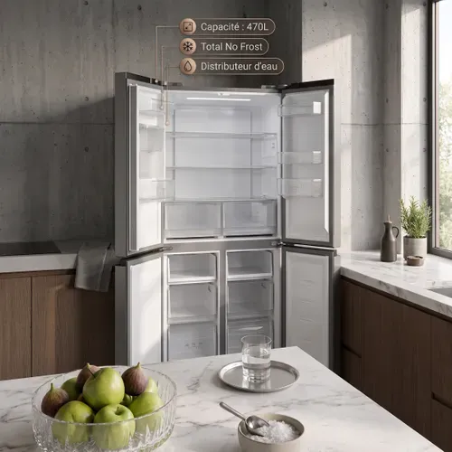 Réfrigérateur multi-portes SIGNATURE SFDOOR470AQUADX 470L Inox