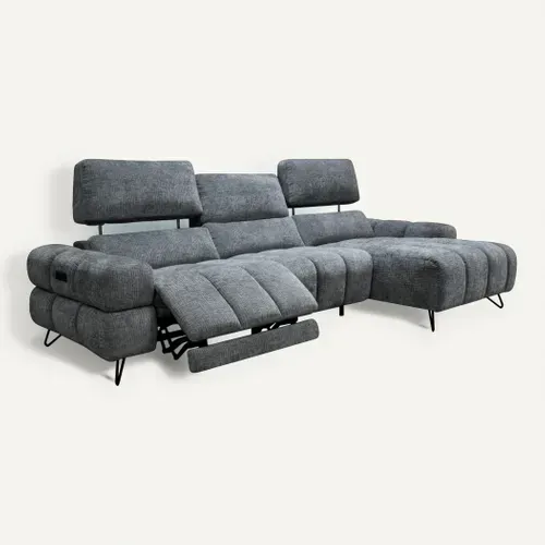 Canapé relax électrique LORENZO méridienne droit anthracite vue 3/4