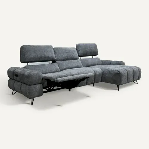 Canapé relax électrique LORENZO méridienne droit anthracite