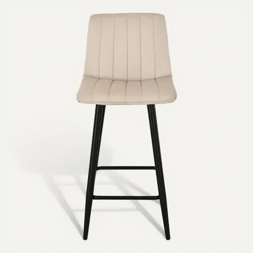 Lot de 2 tabourets de bar H.66 cm VELUTTO beige vue de face