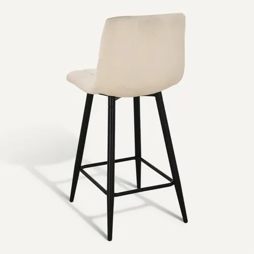 Lot de 2 tabourets de bar H.66 cm VELUTTO beige vue de derrière