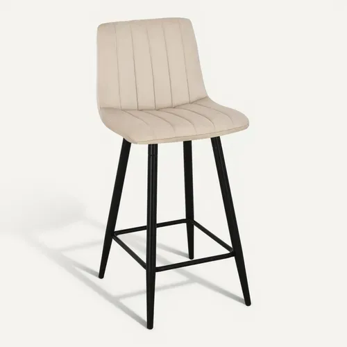 Lot de 2 tabourets de bar H.66 cm VELUTTO beige