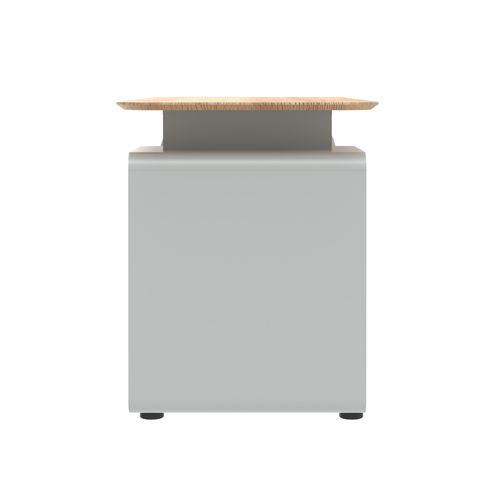 Bureau droit ORSO imitation chêne et gris vert vue de profil