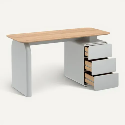 Bureau droit ORSO imitation chêne et gris vert