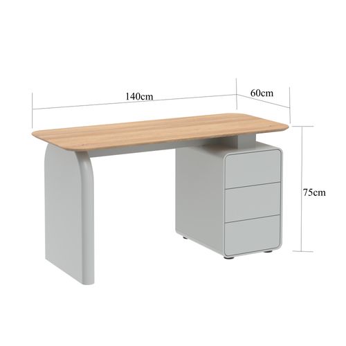 Bureau droit ORSO imitation chêne et gris vert