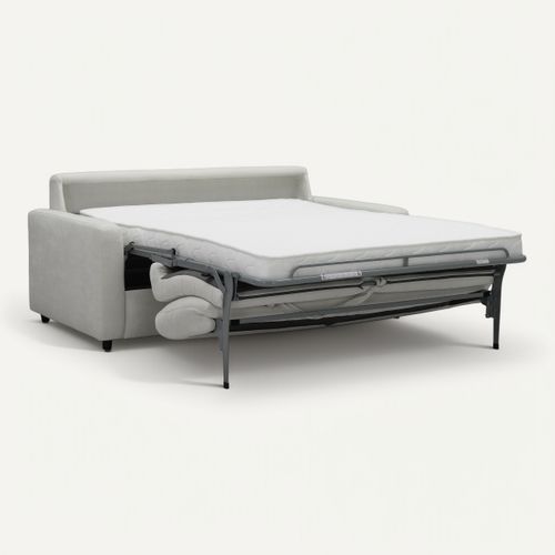 Canapé 3 places convertible express LIOR en tissu beige - matelas 12 cm