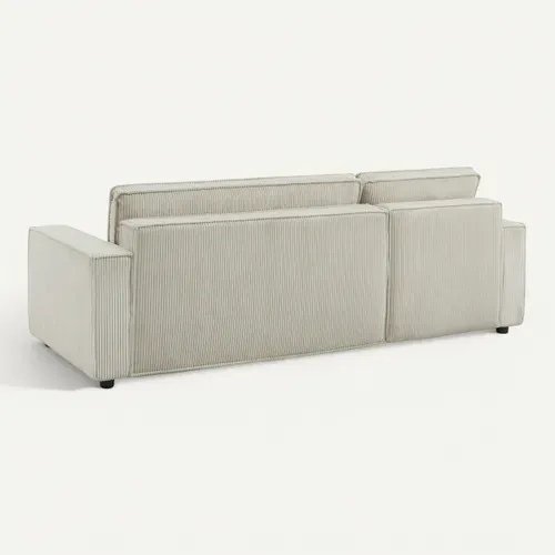 Canapé d'angle convertible méridienne réversible SOMA en velours côtelé crème vue de derrière