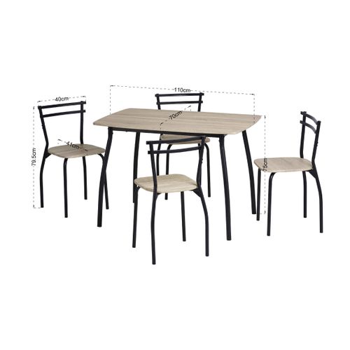 Coin repas table + 4 chaises RICK Imitation chêne / noir