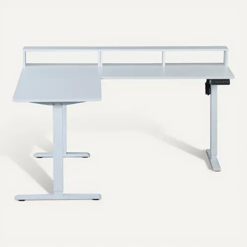 Bureau d'angle assis/debout LOUIS blanc vue de face