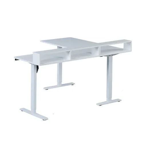 Bureau d'angle assis/debout LOUIS blanc vue de profil