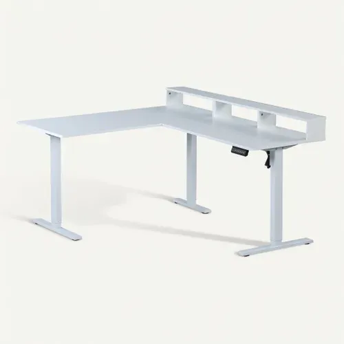 Bureau d'angle assis/debout LOUIS blanc vue 3/4