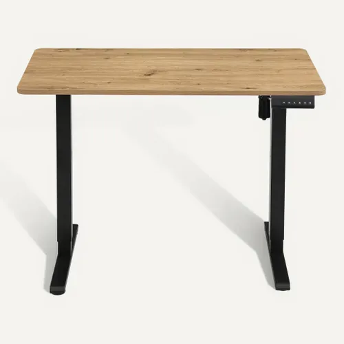 Bureau assis/debout L.100 cm LOUIS chêne et noir vue de face