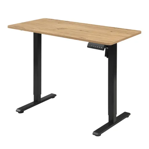 Bureau assis/debout L.100 cm LOUIS chêne et noir vue de profil