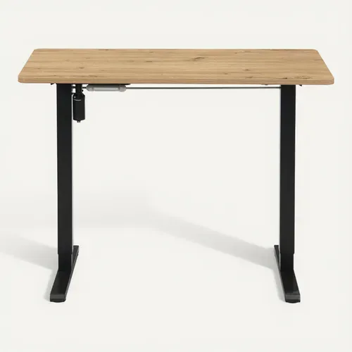 Bureau assis/debout L.100 cm LOUIS chêne et noir vue de derrière