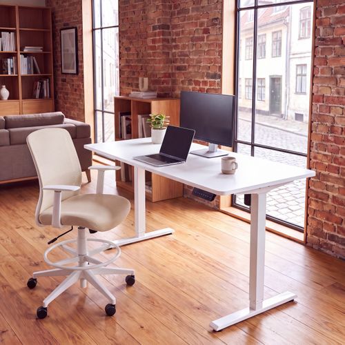 Bureau assis/debout L.140 cm LOUIS blanc vue d'ambiance 1
