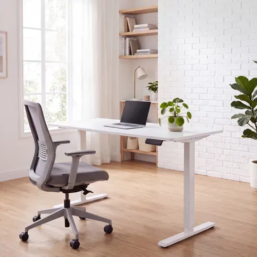 Bureau assis/debout L.160 cm LOUIS blanc vue d'ambiance 1