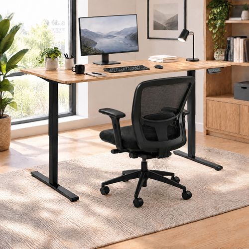 Bureau assis/debout L.160 cm LOUIS chêne et noir