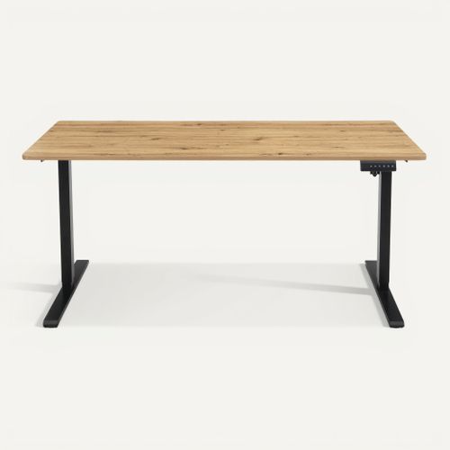 Bureau assis/debout L.160 cm LOUIS chêne et noir vue de face