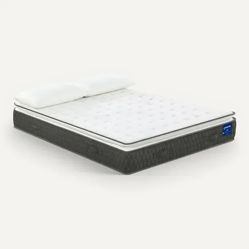 Matelas ressorts 160x200 cm avec mémoire de forme ép.35cm +surmatelas +2 oreillers ROSS vue de derrière