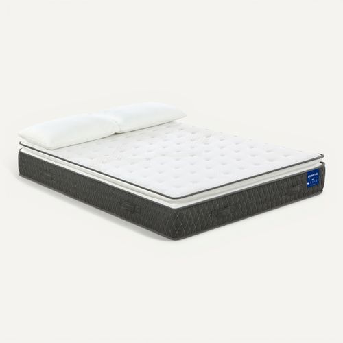 Matelas ressorts 180x200 cm avec mémoire de forme ép.35cm +surmatelas +2 oreillers ROSS vue de derrière